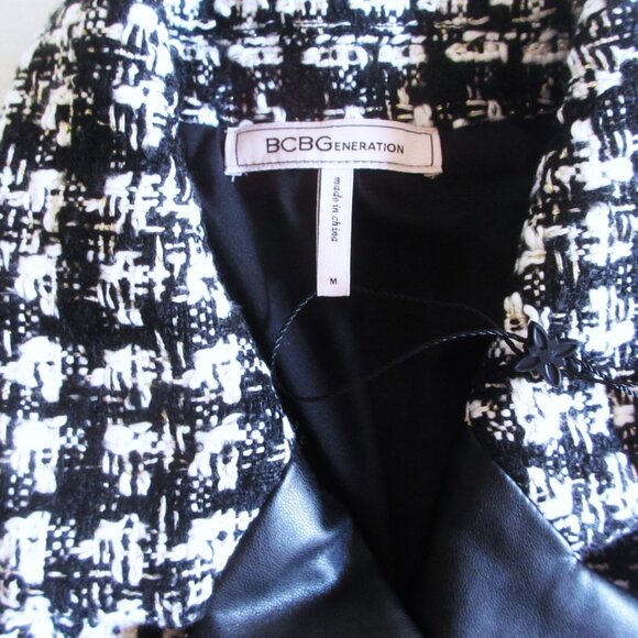 BCBGeneration Double Breasted Blazer Faux Leather Trim Jacket MEDIUM $148 - Picture 11 of 13